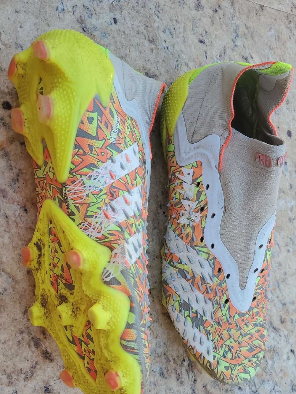 Kids Predator Soccer Cleats in Neon Yellow/Orange